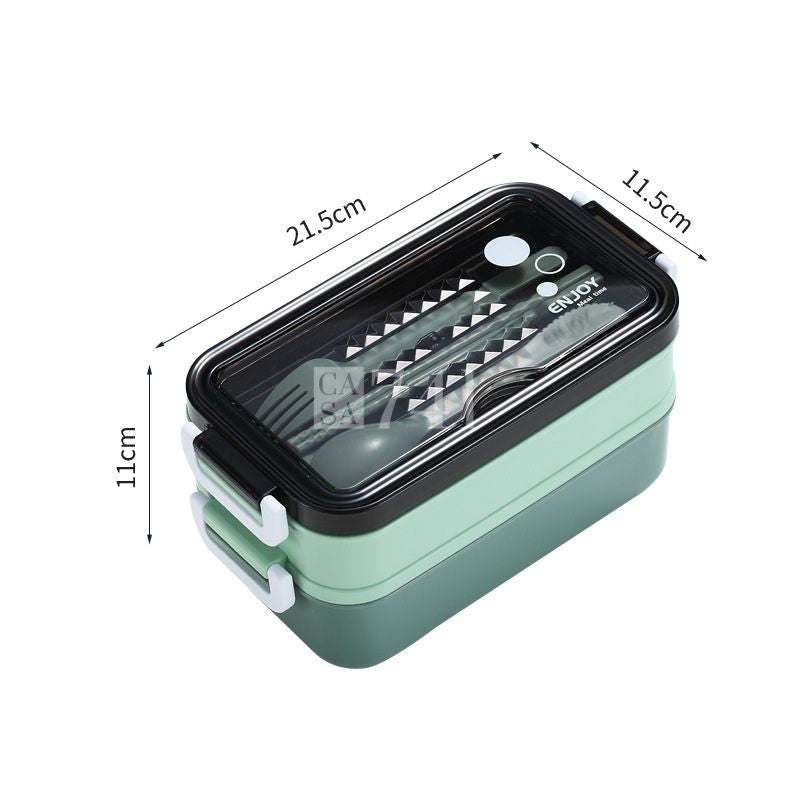 Marmita com 3 Compartimentos Herméticos e Talheres - Enjoy