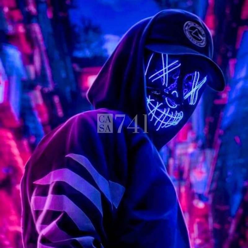 Máscara Halloween e Cosplay LED NEON para Fantasias