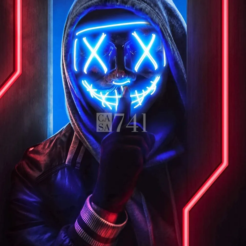 Máscara Halloween e Cosplay LED NEON para Fantasias