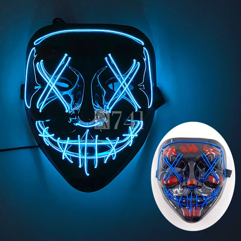 Máscara Halloween e Cosplay LED NEON para Fantasias