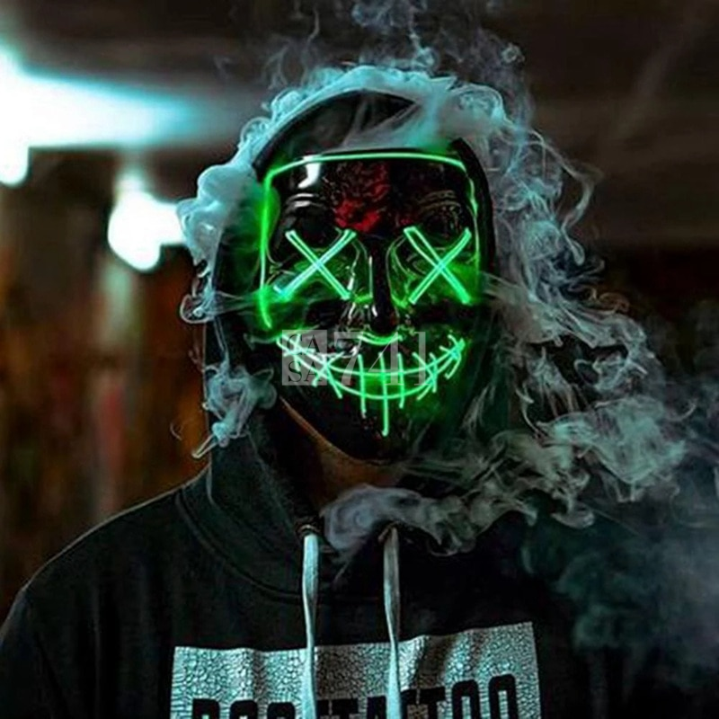 Máscara Halloween e Cosplay LED NEON para Fantasias
