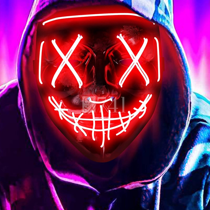 Máscara Halloween e Cosplay LED NEON para Fantasias