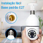 Lâmpada Câmera de Segurança Rotativa 360º com Wifi - Proteja sua Família